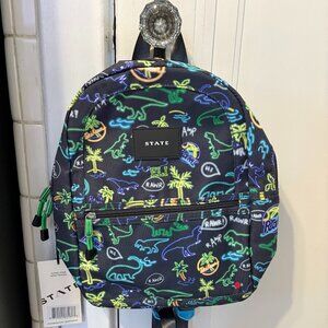 NWT: State Kane Kids Neon Dinosaur Dino Mini Travel Backpack - PERSONALIZED